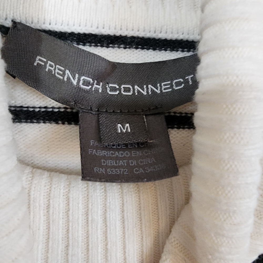 French Connection Women's Turtleneck Sweater - White and Black Stripes - Picture 2 of 4